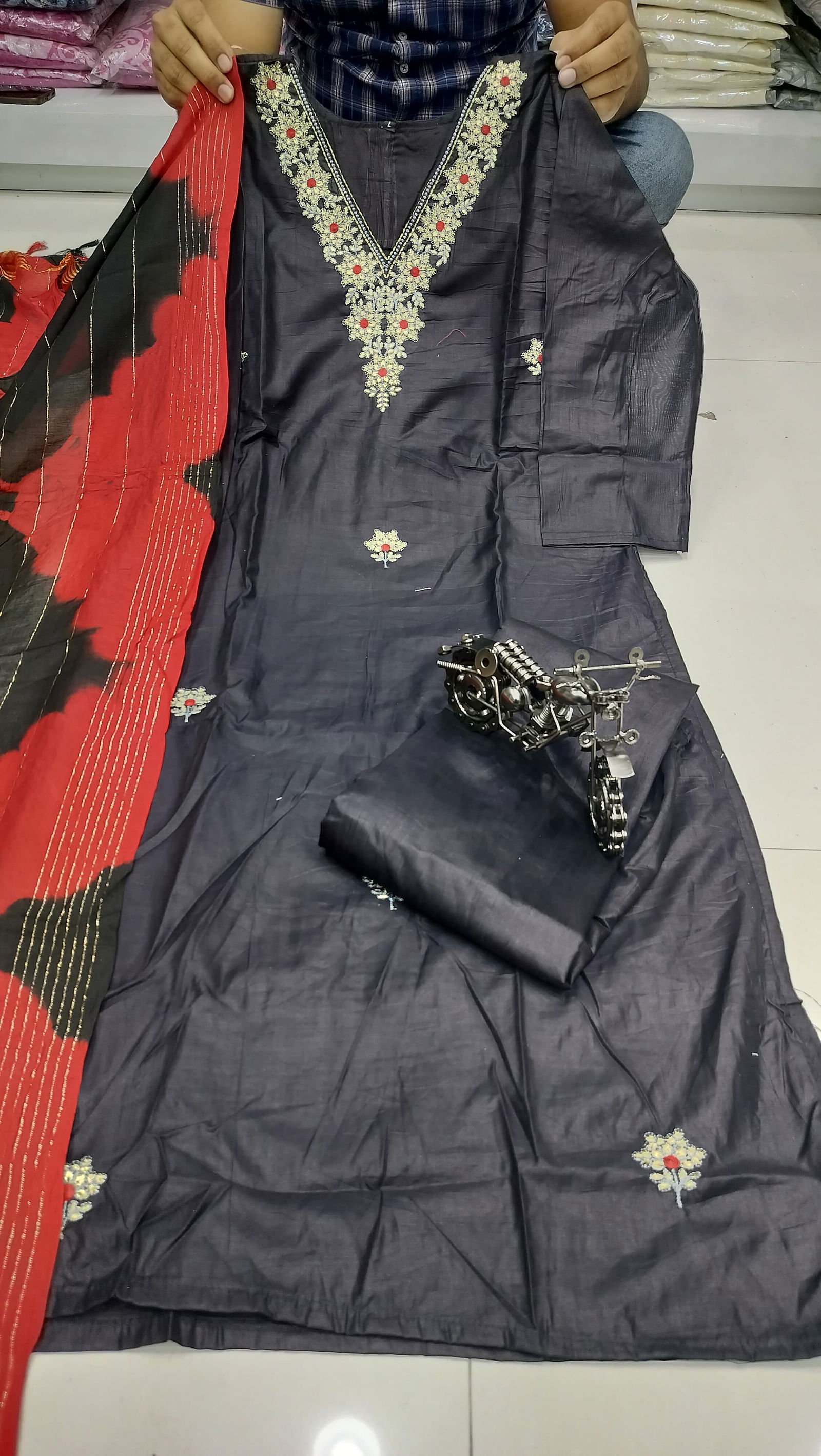 Virat Designer V Neck Kurti With Bottom Dupatta Catalog